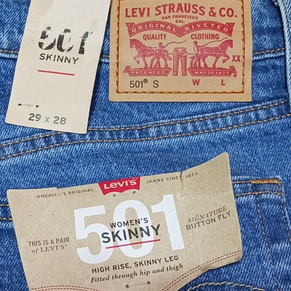 NWT Levi's women 501 high rise Distressed Skinny Jeans Button Fly Size W29 L28 - Picture 5 of 5